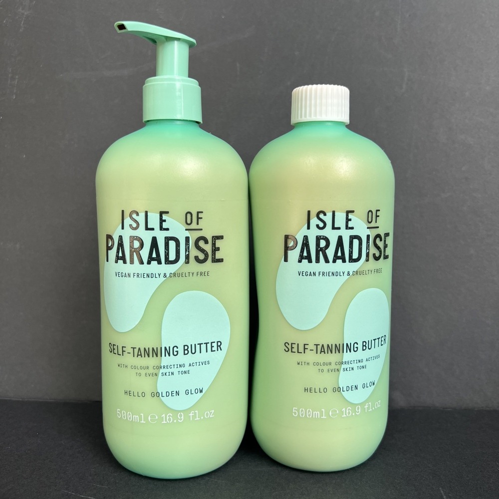 2 Isle Of Paradise Self Tanning Butter Hello Golden Glow 16.9 Fl Oz New + 1 Pump